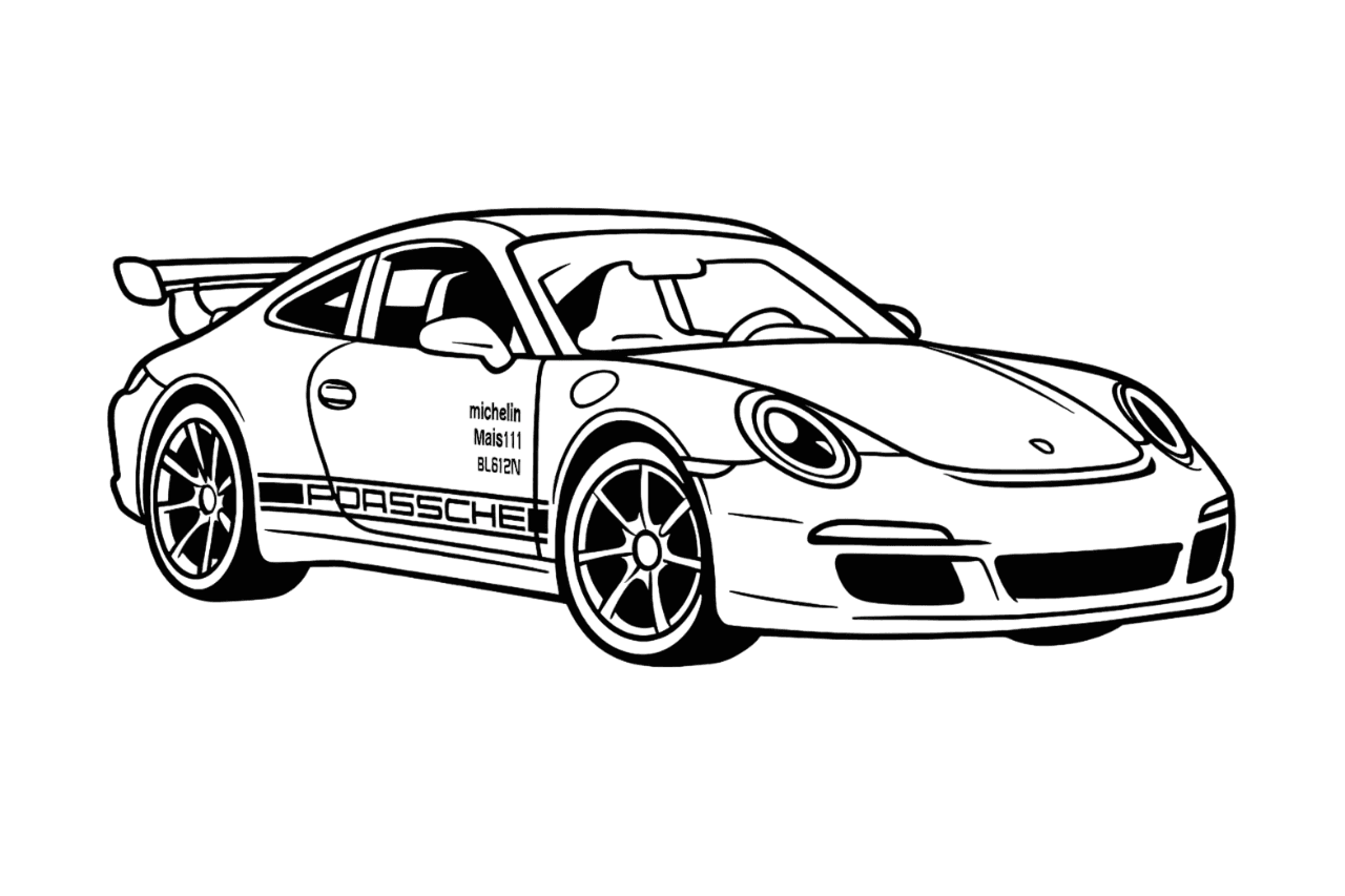 Hot Wheels Porsche Neon Ausmalbild