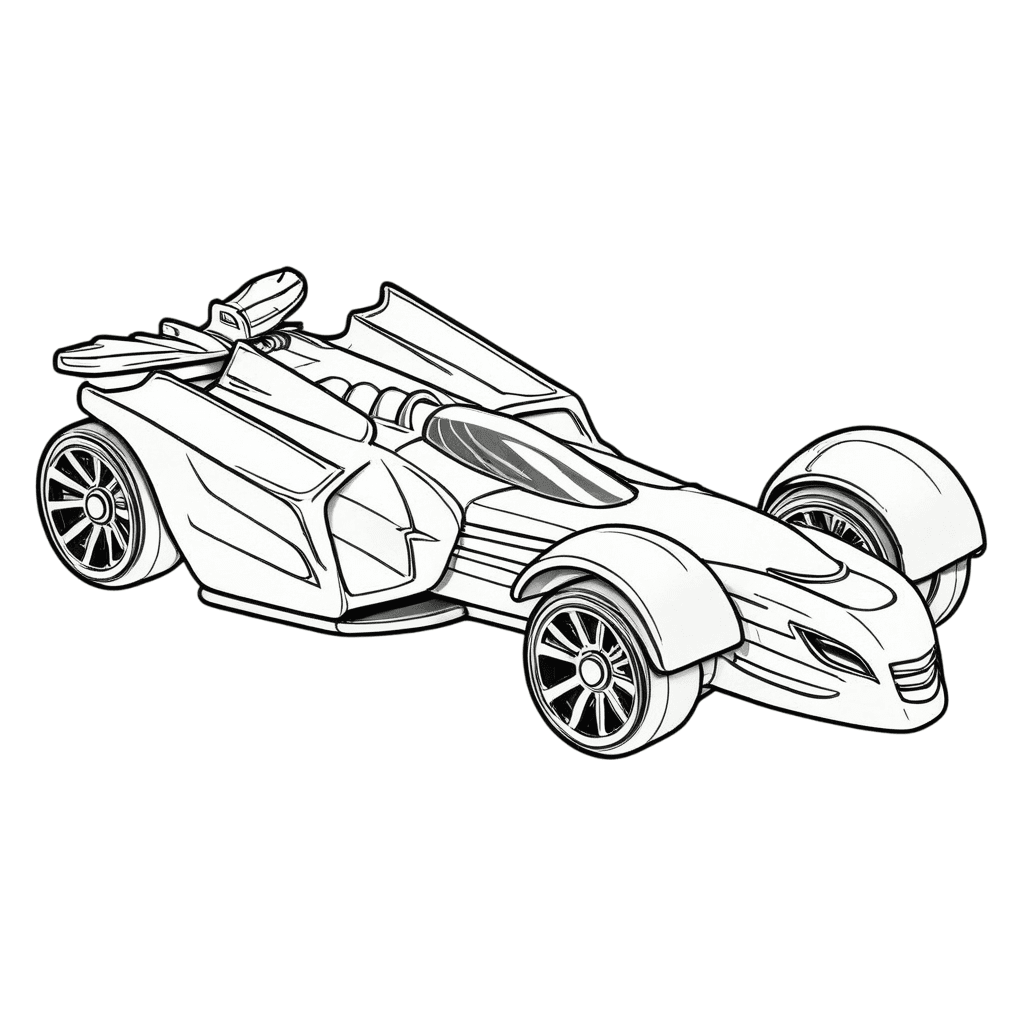 Schwarzer Hot Wheels Rennwagen Ausmalbild