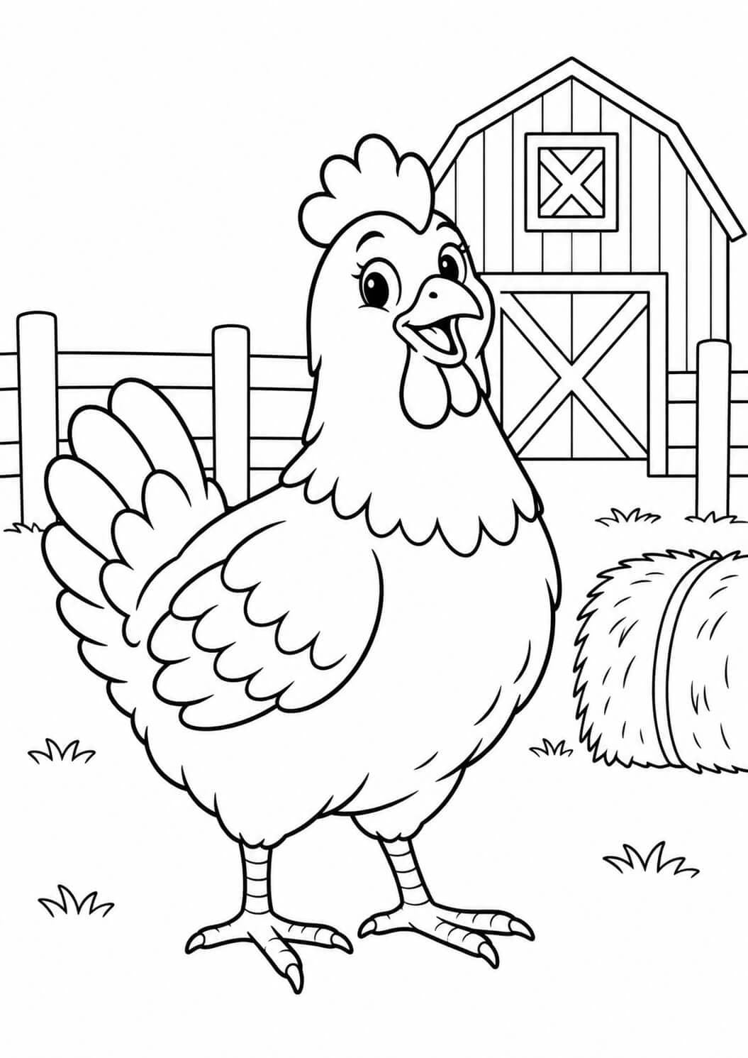Huhn auf dem Bauernhof Ausmalbild