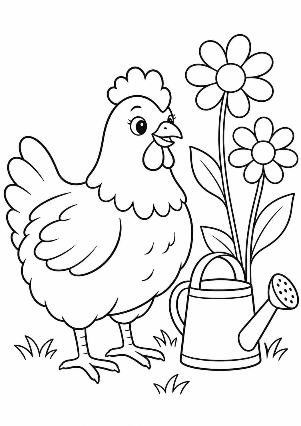 Huhn im Garten Ausmalbild