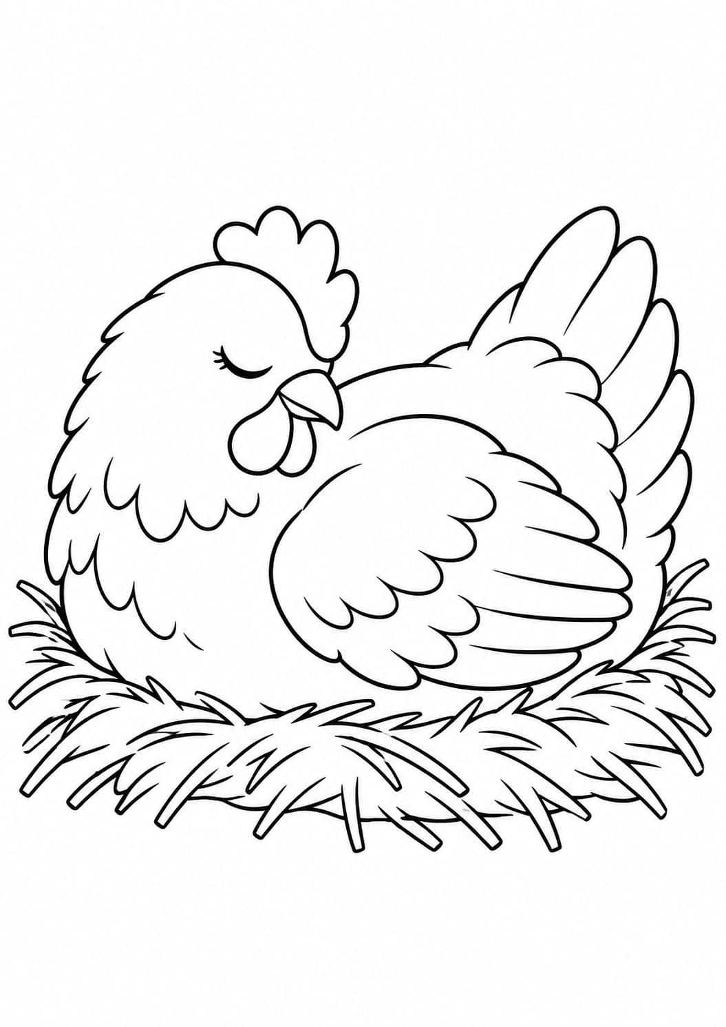 Schlafendes Huhn Ausmalbild