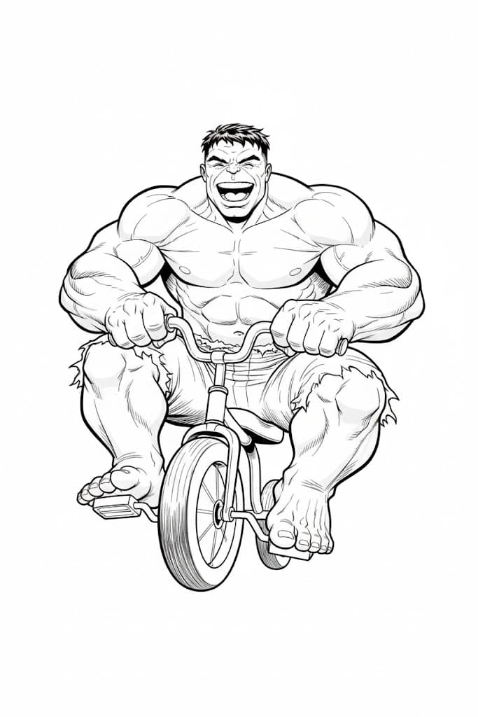 Hulk fährt Fahrrad Ausmalbild