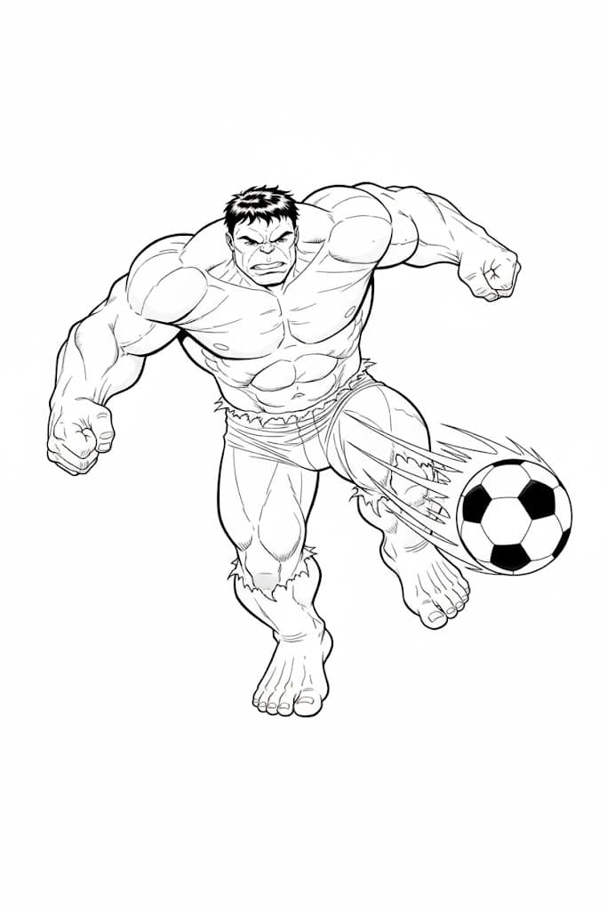 Hulk spielt Fußball Ausmalbild