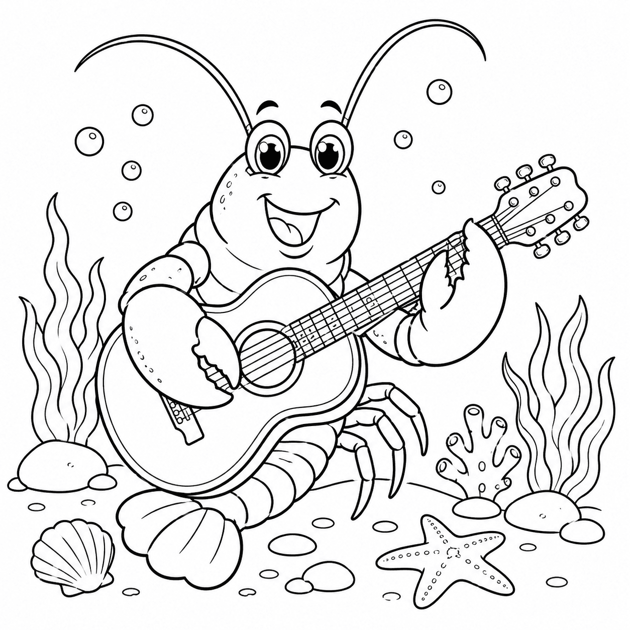 Hummer spielt Gitarre Ausmalbild