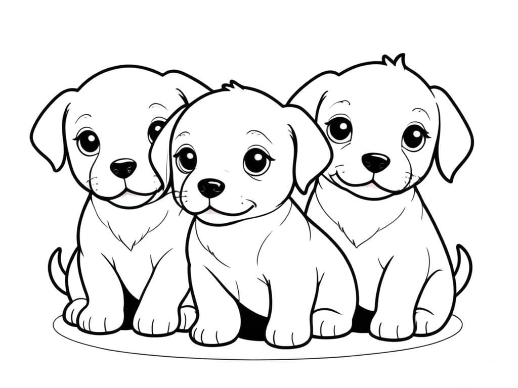 Drei Hunde Ausmalbild