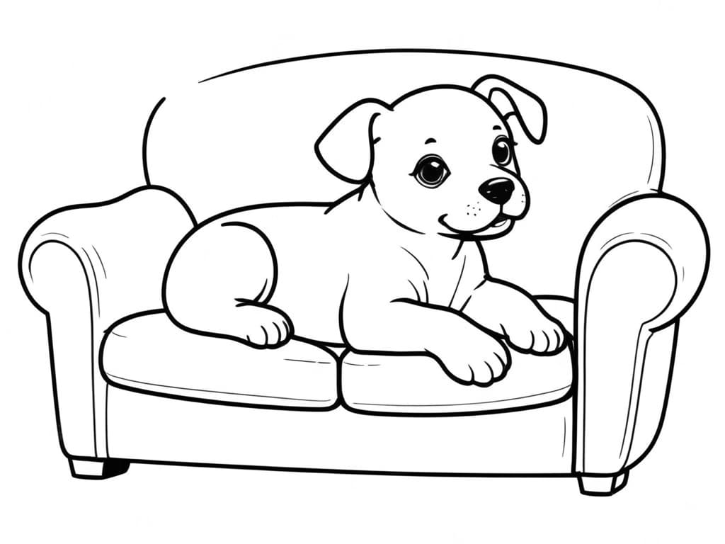 Hund auf dem Sofa Ausmalbild