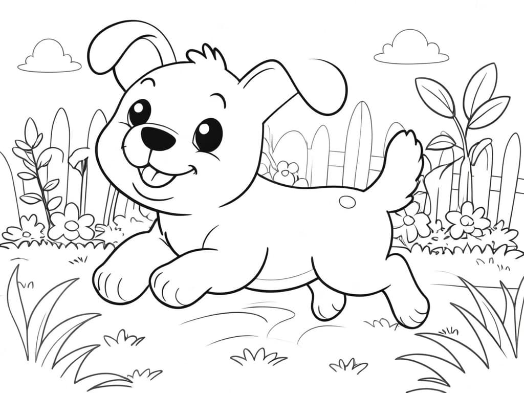 Hund auf der Wiese Ausmalbild