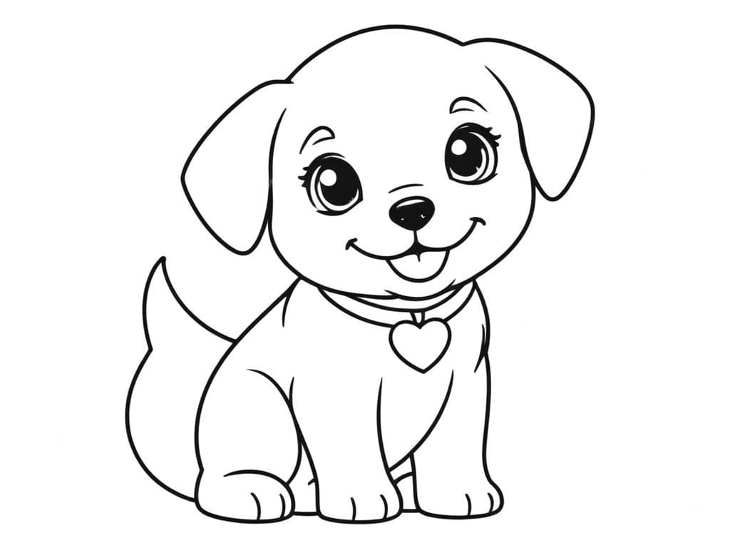 Hund mit Fellschwanz Ausmalbild