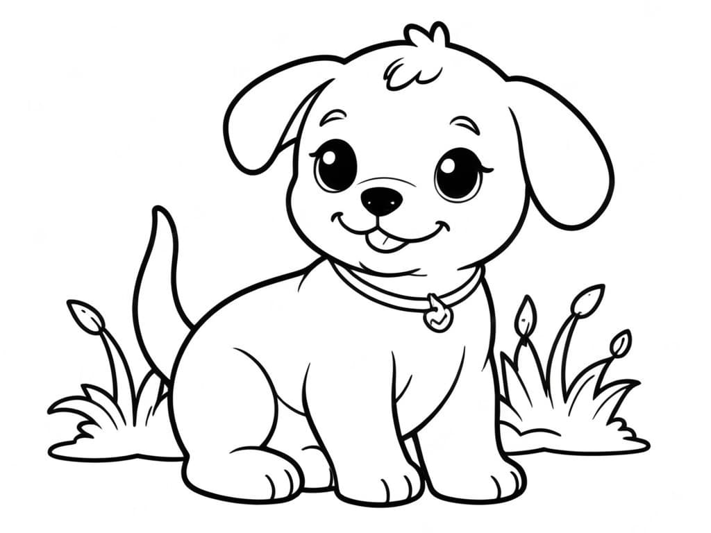 Hund wedelt mit dem Schwanz Ausmalbild