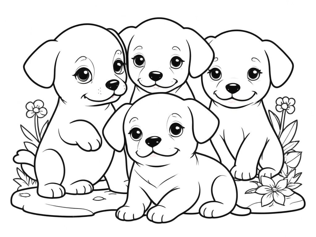 Hundefamilie Ausmalbild