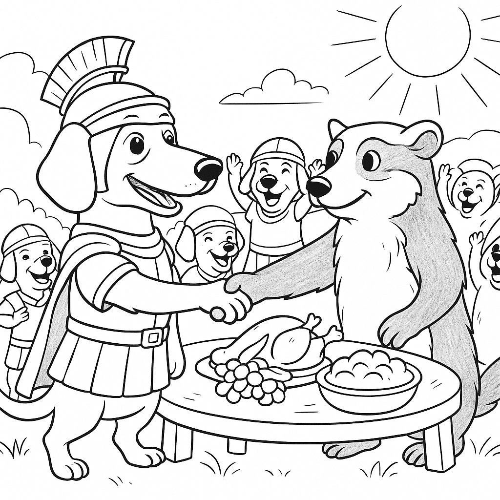 Römischer Dackel und Dachs Freund Ausmalbild