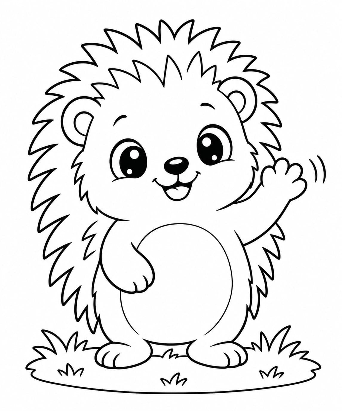 Niedlicher winkender Igel Ausmalbild