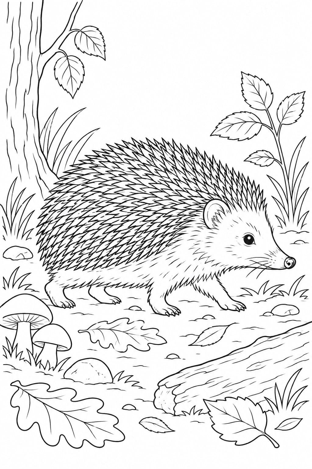 Naturgetreuer realistischer Igel Ausmalbild