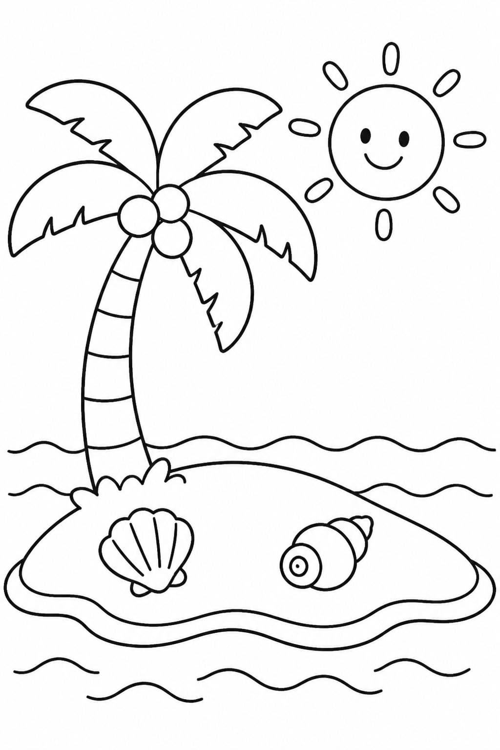 Einfache Tropeninsel Ausmalbild