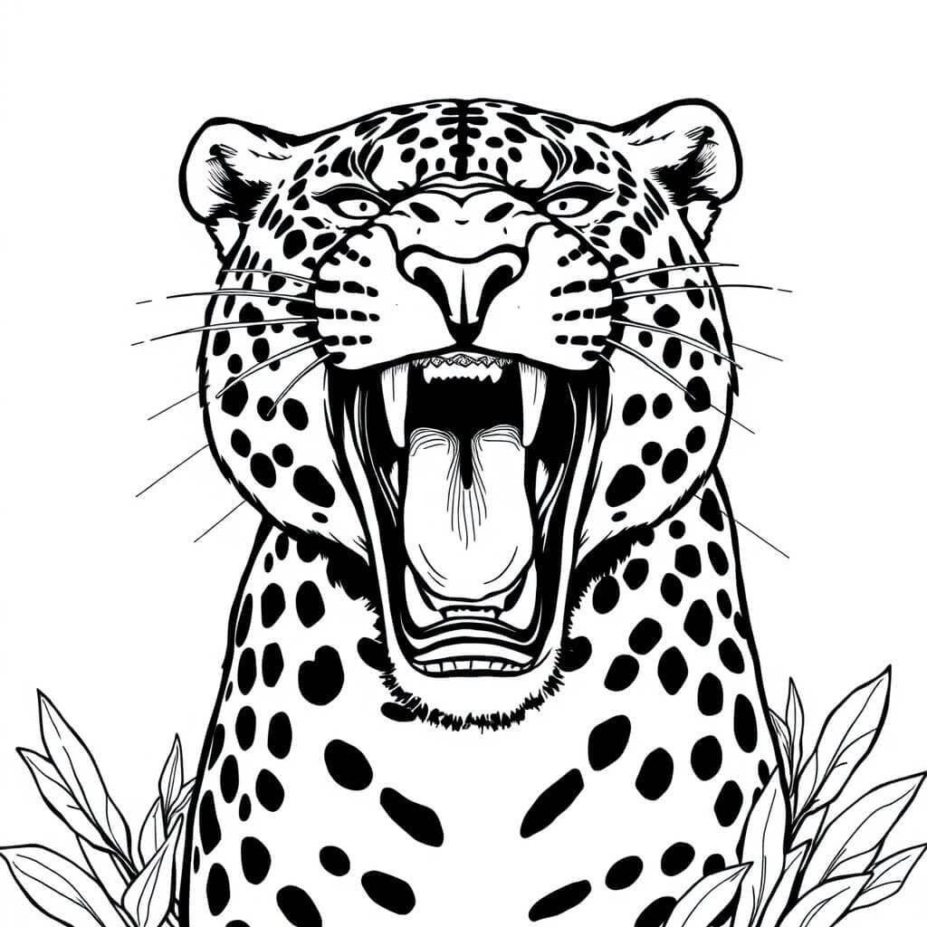 Jaguar brüllt Ausmalbild