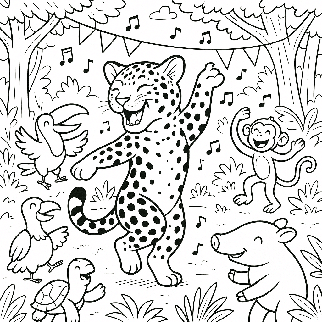 Tanzender Jaguar Ausmalbild