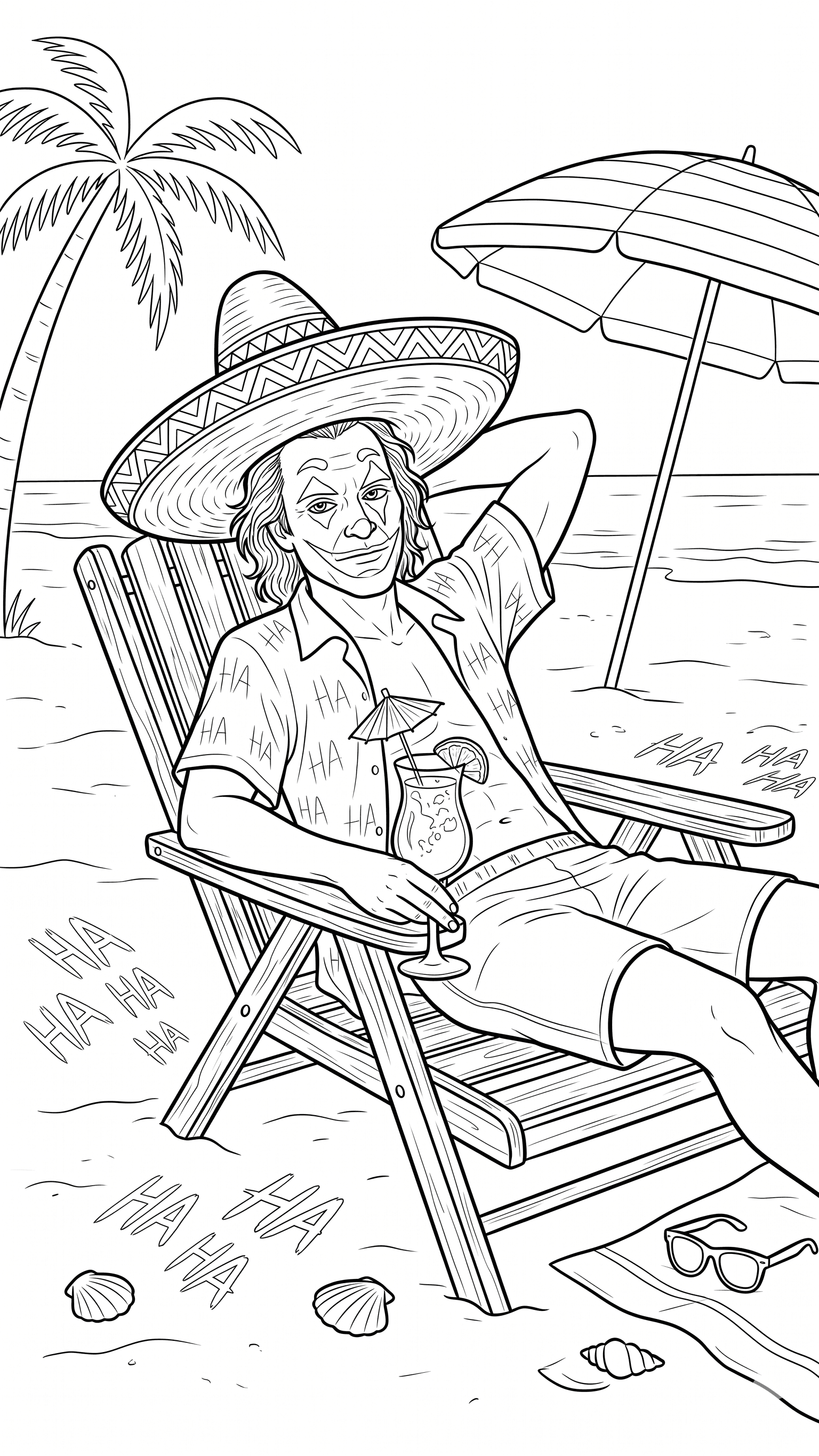 Joker am Strand Ausmalbild