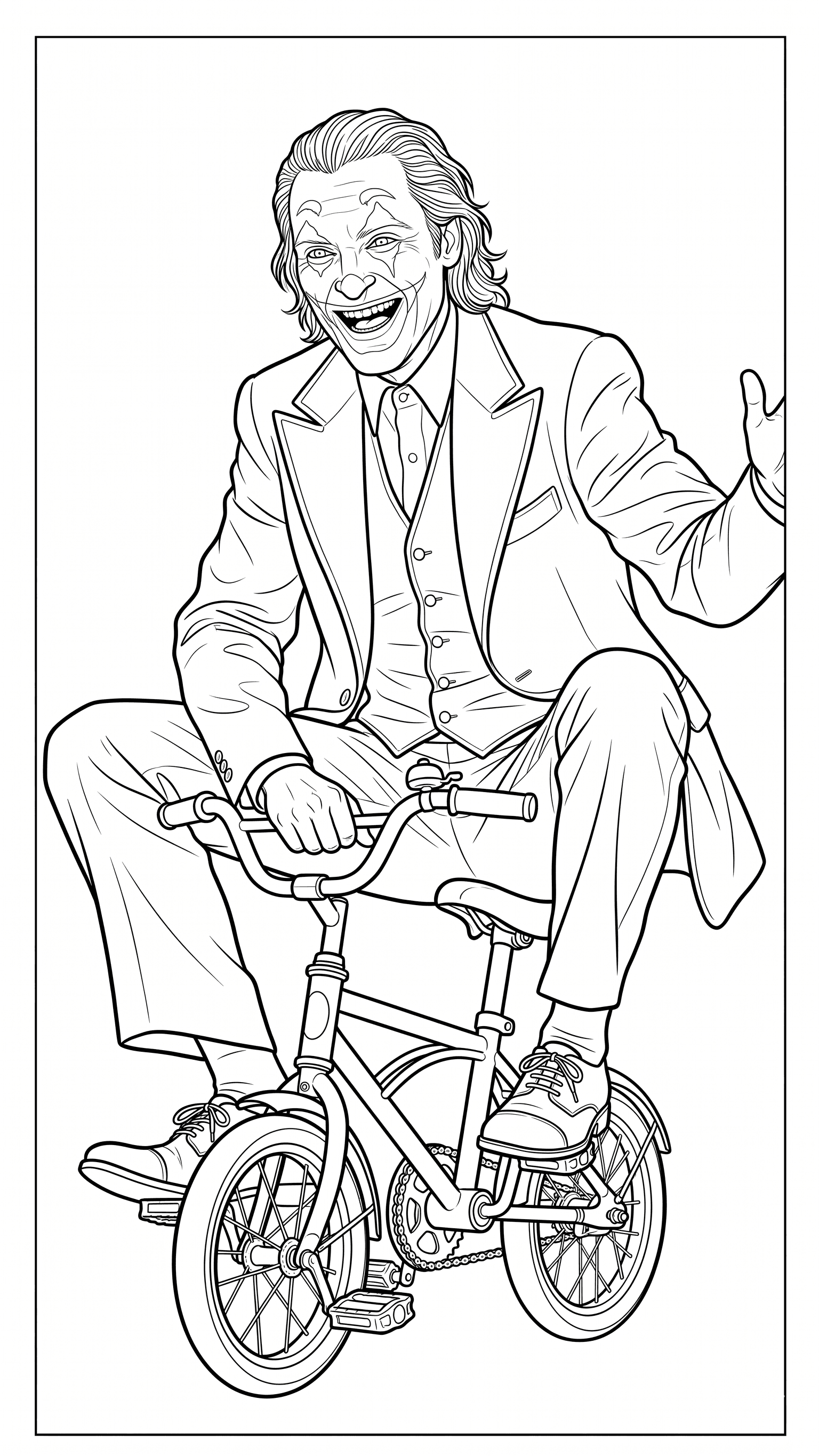 Joker fährt Fahrrad Ausmalbild