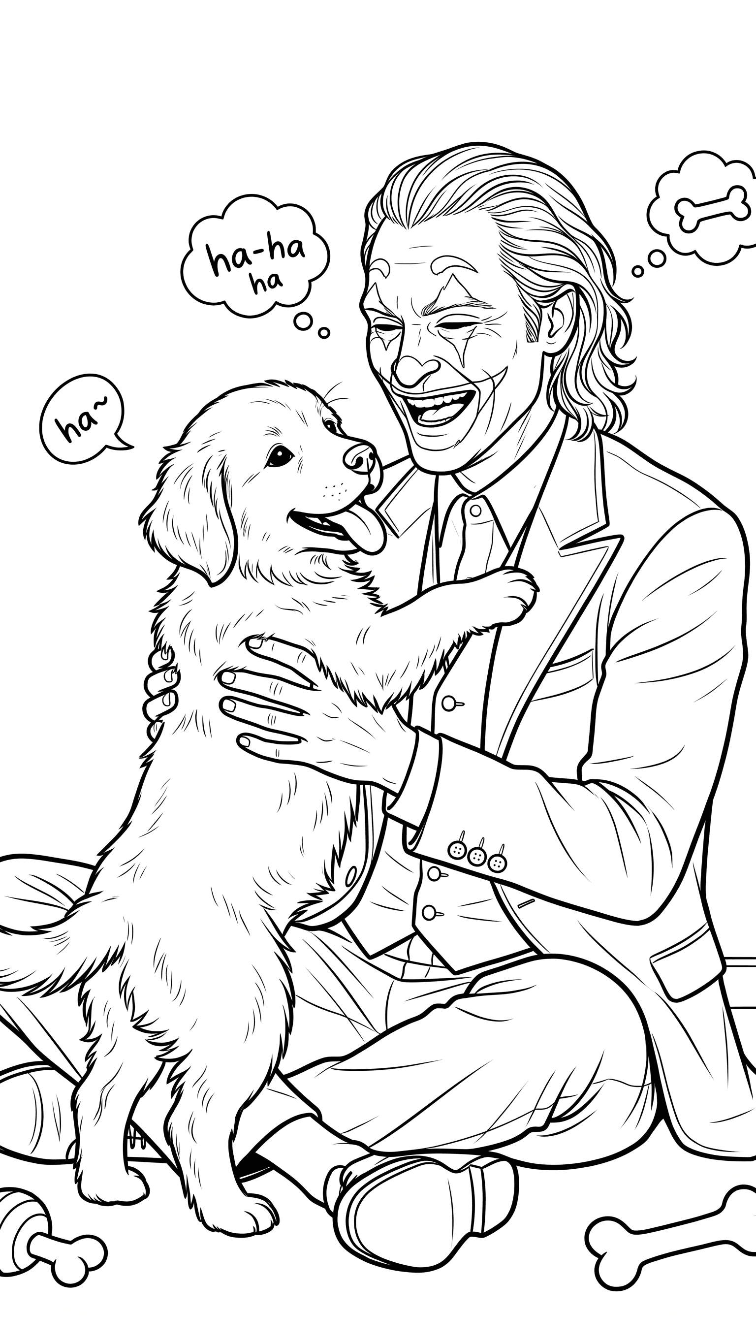 Joker spielt mit Hund Ausmalbild