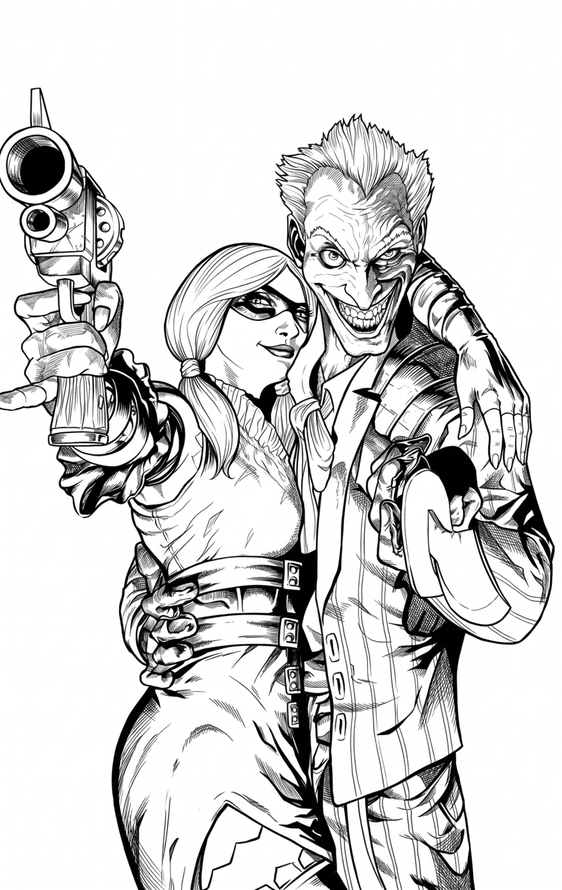 Joker und Harley Quinn Ausmalbild