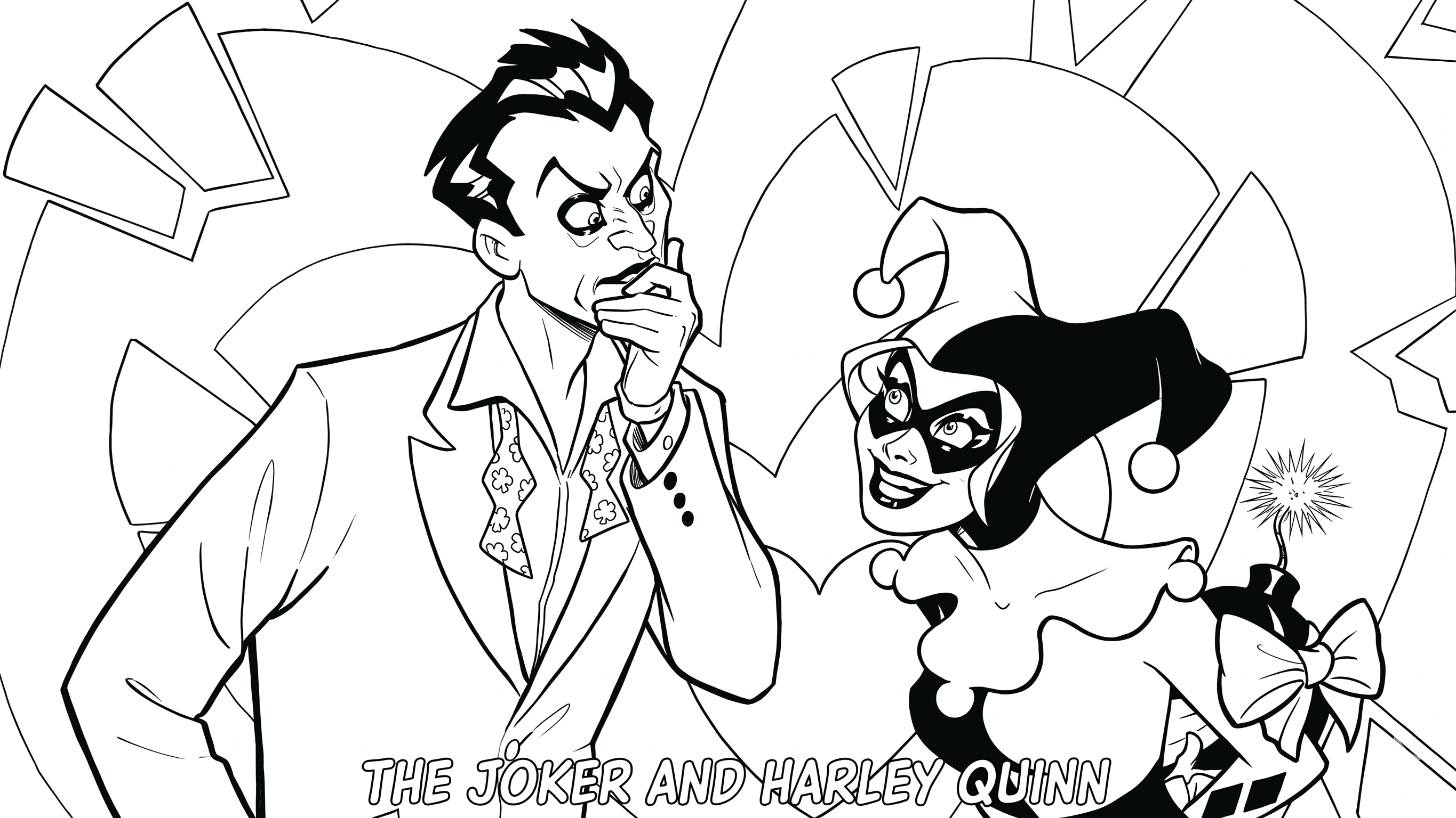 Joker und Harley Quinn Romantik Ausmalbild