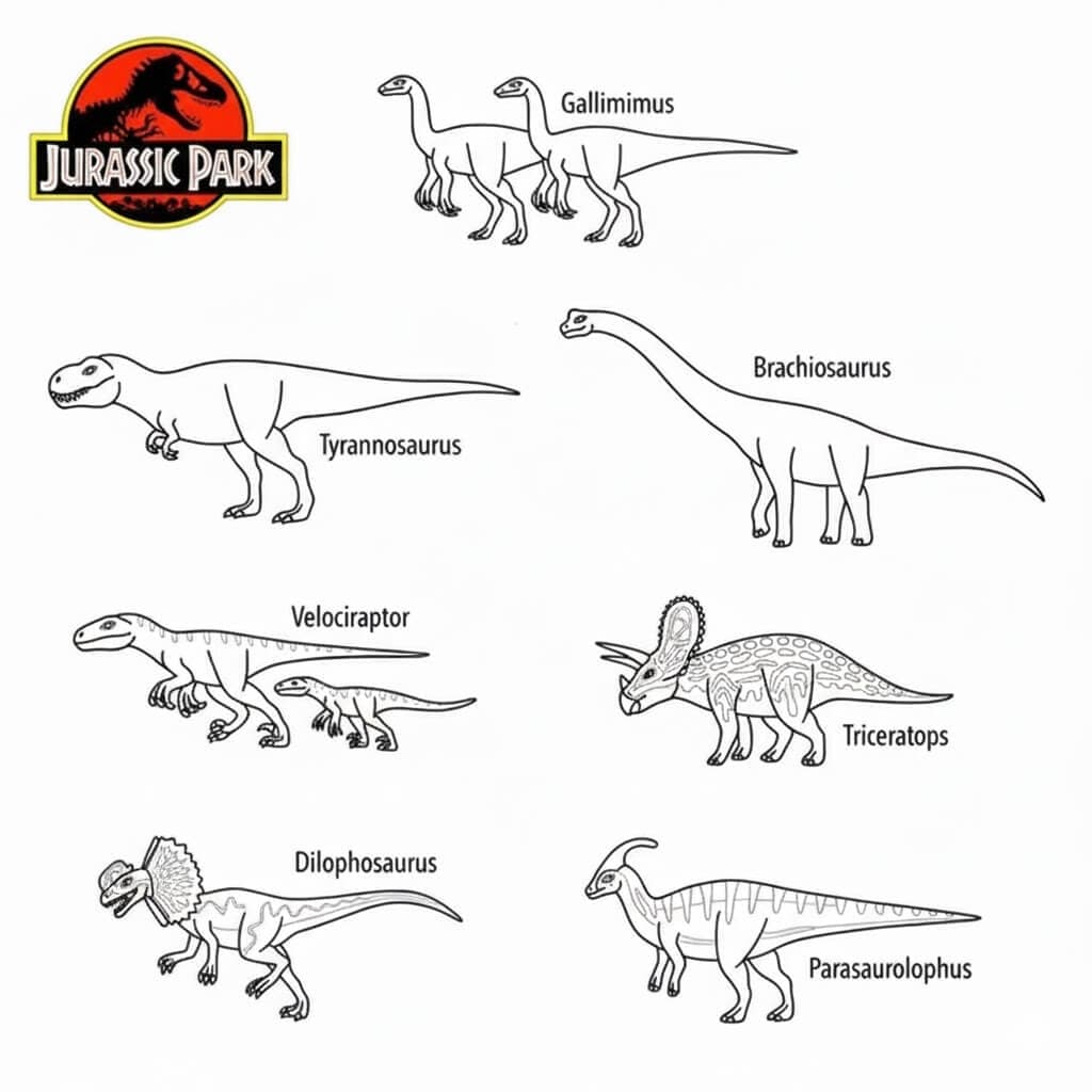 Jurassic Park Dinosaurier Szene Ausmalbild