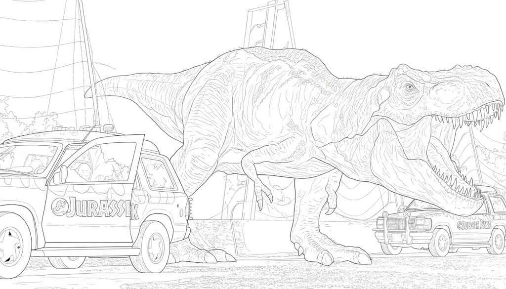 Jurassic Park Geländewagen Ausmalbild