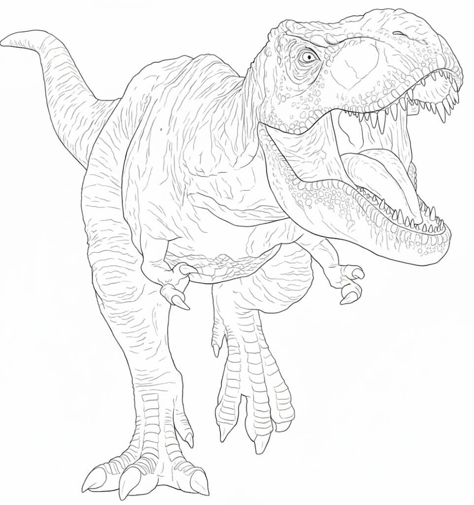 Jurassic Park Rex Kämpferpose Ausmalbild
