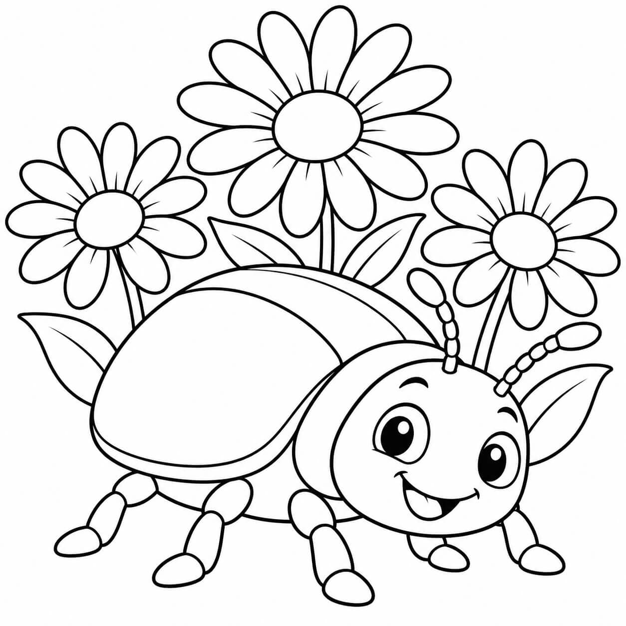 Käfer zum Ausmalen – Ausmalbild in Schwarz-Weiß