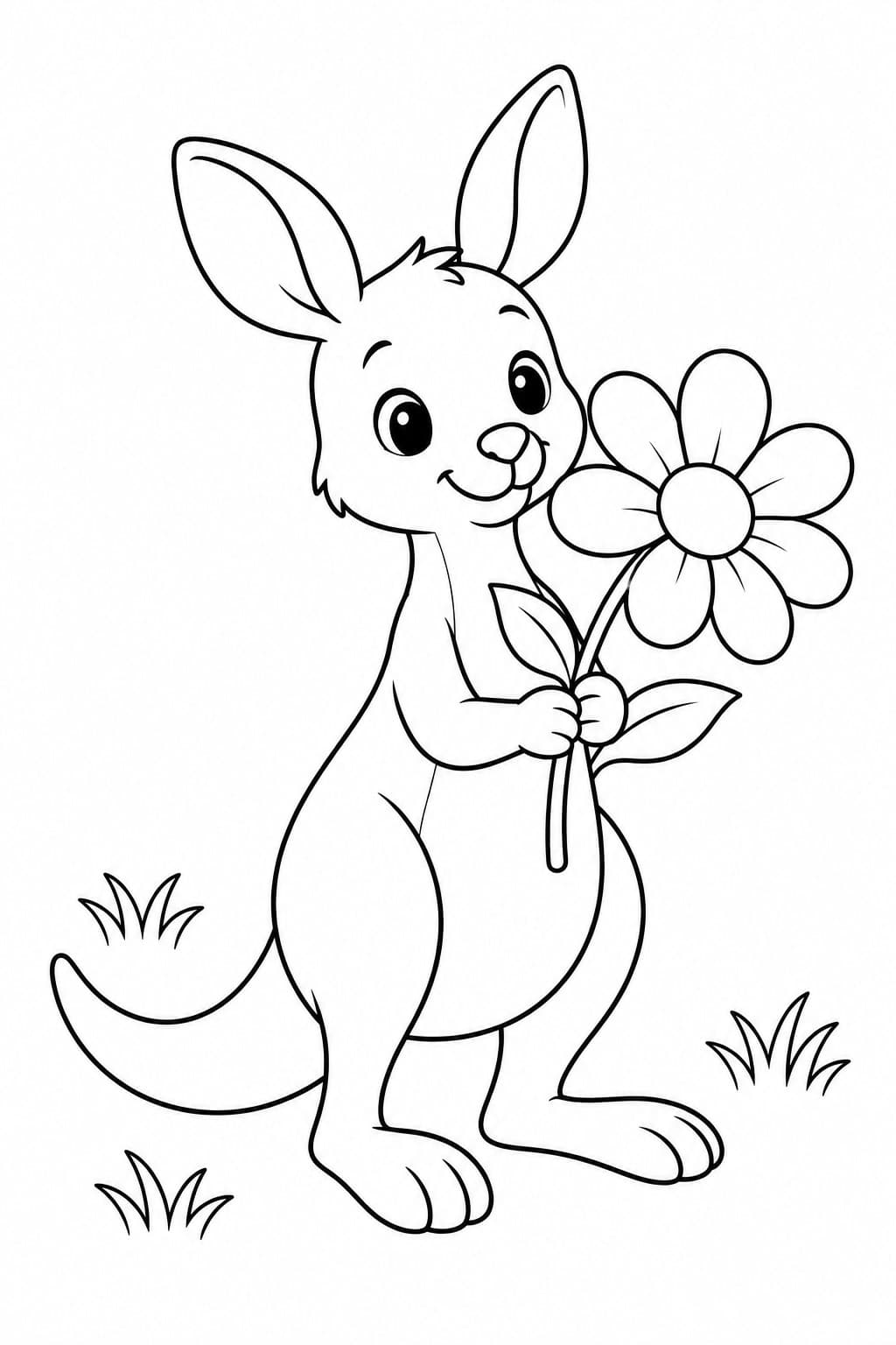 Känguru mit Blume Ausmalbild