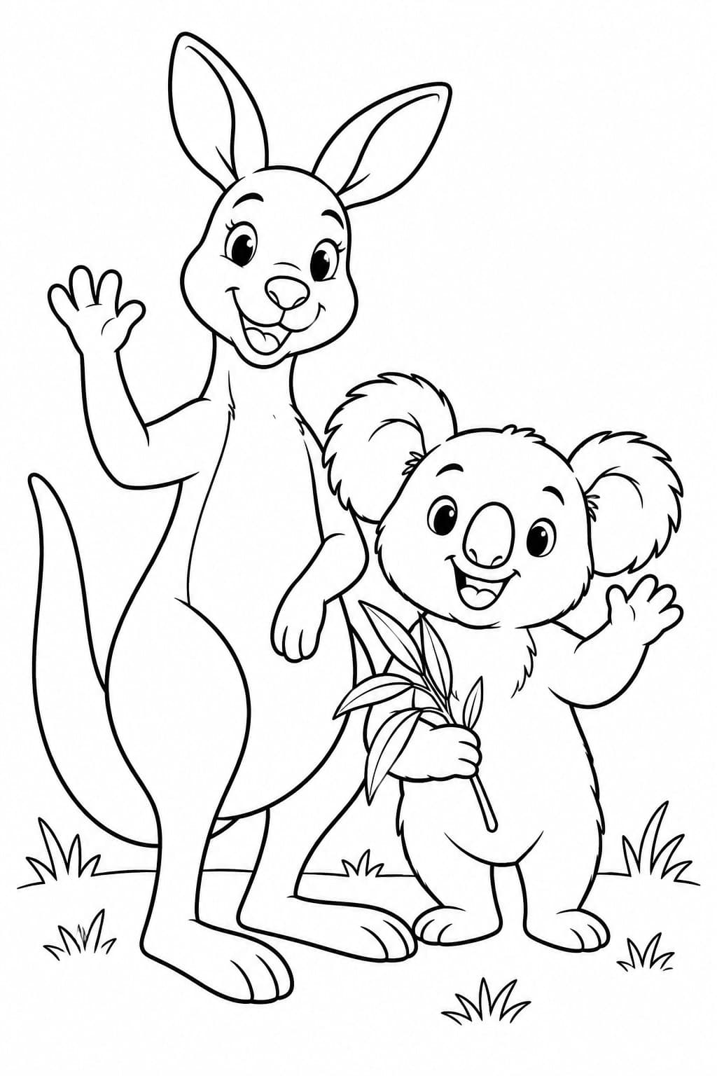 Känguru mit Koala Ausmalbild