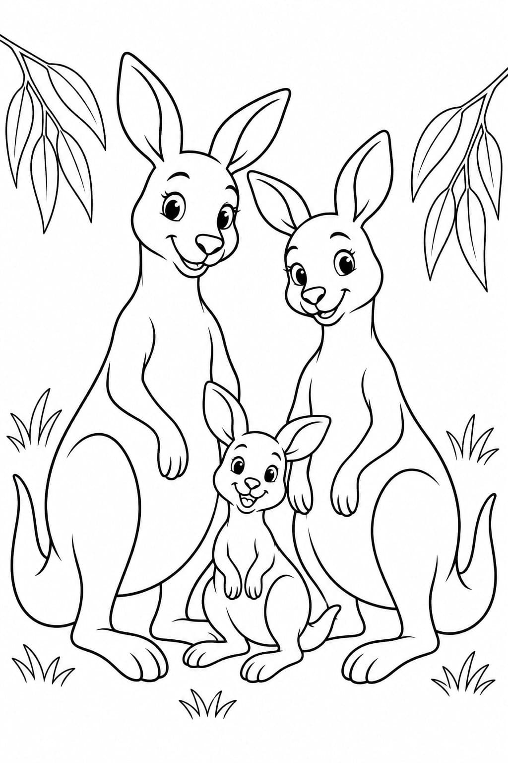 Kängurufamilie Ausmalbild