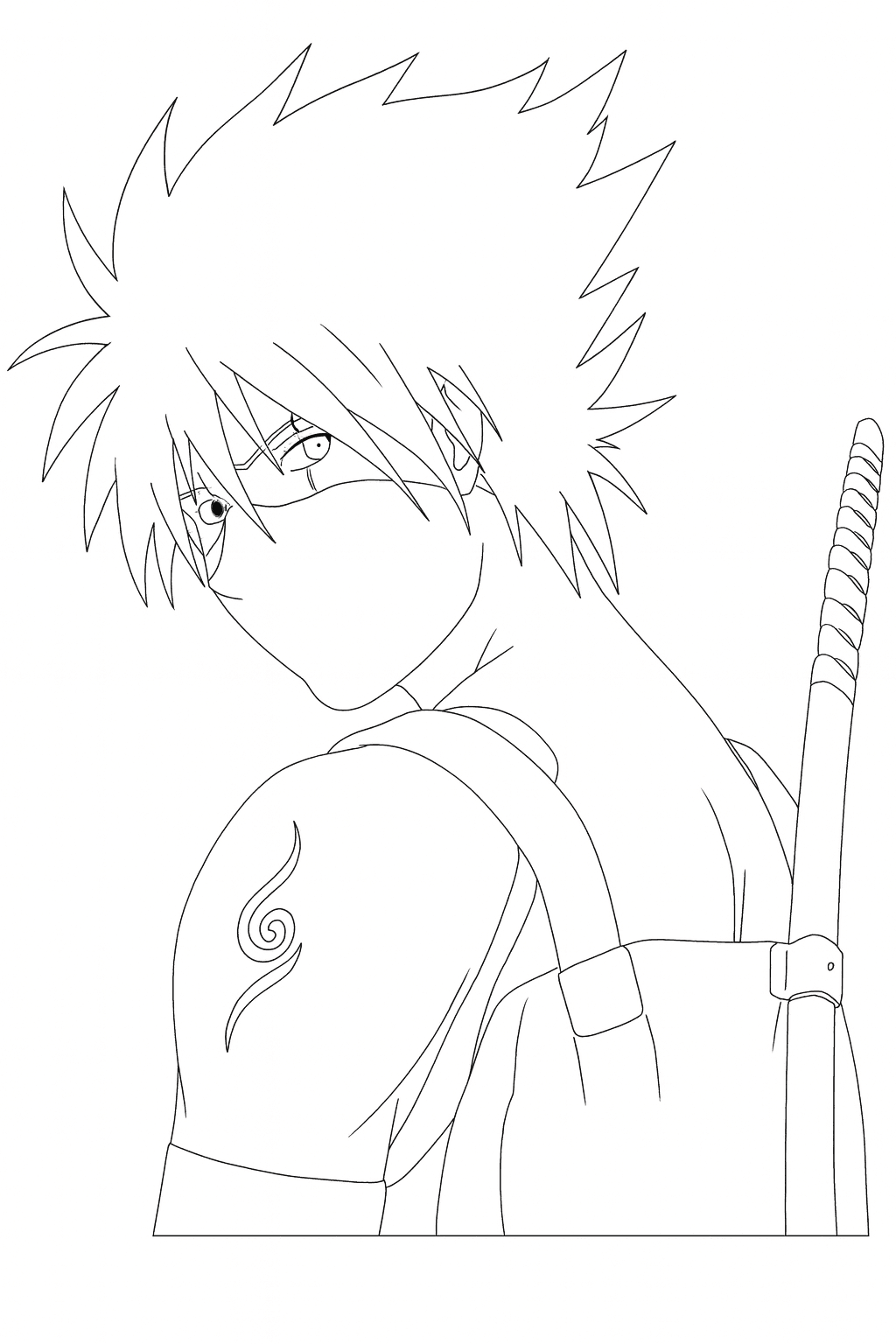 Kakashi blickt zurück Ausmalbild