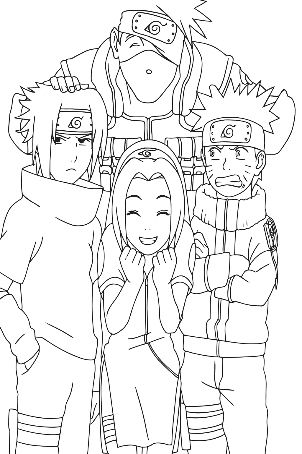 Kakashi mit seinem Team Ausmalbild