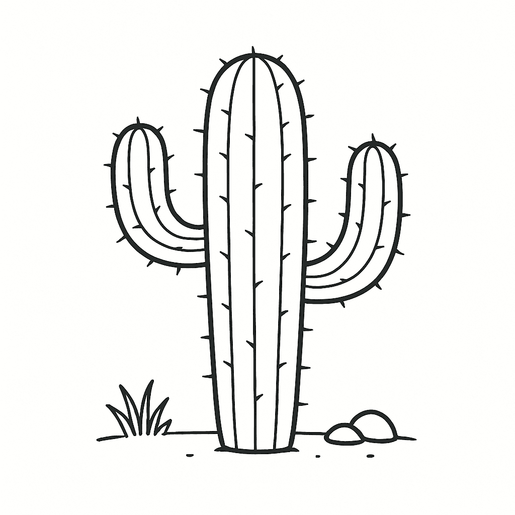 Klassischer Kaktus Ausmalbild