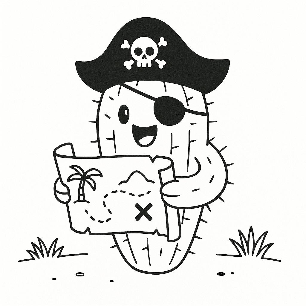 Piraten-Kaktus Ausmalbild