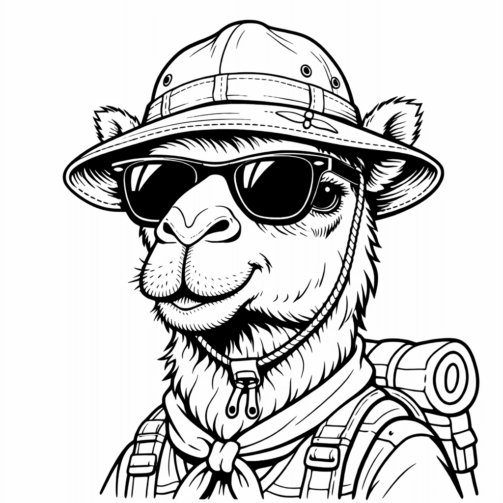Kamel mit Brille Ausmalbild
