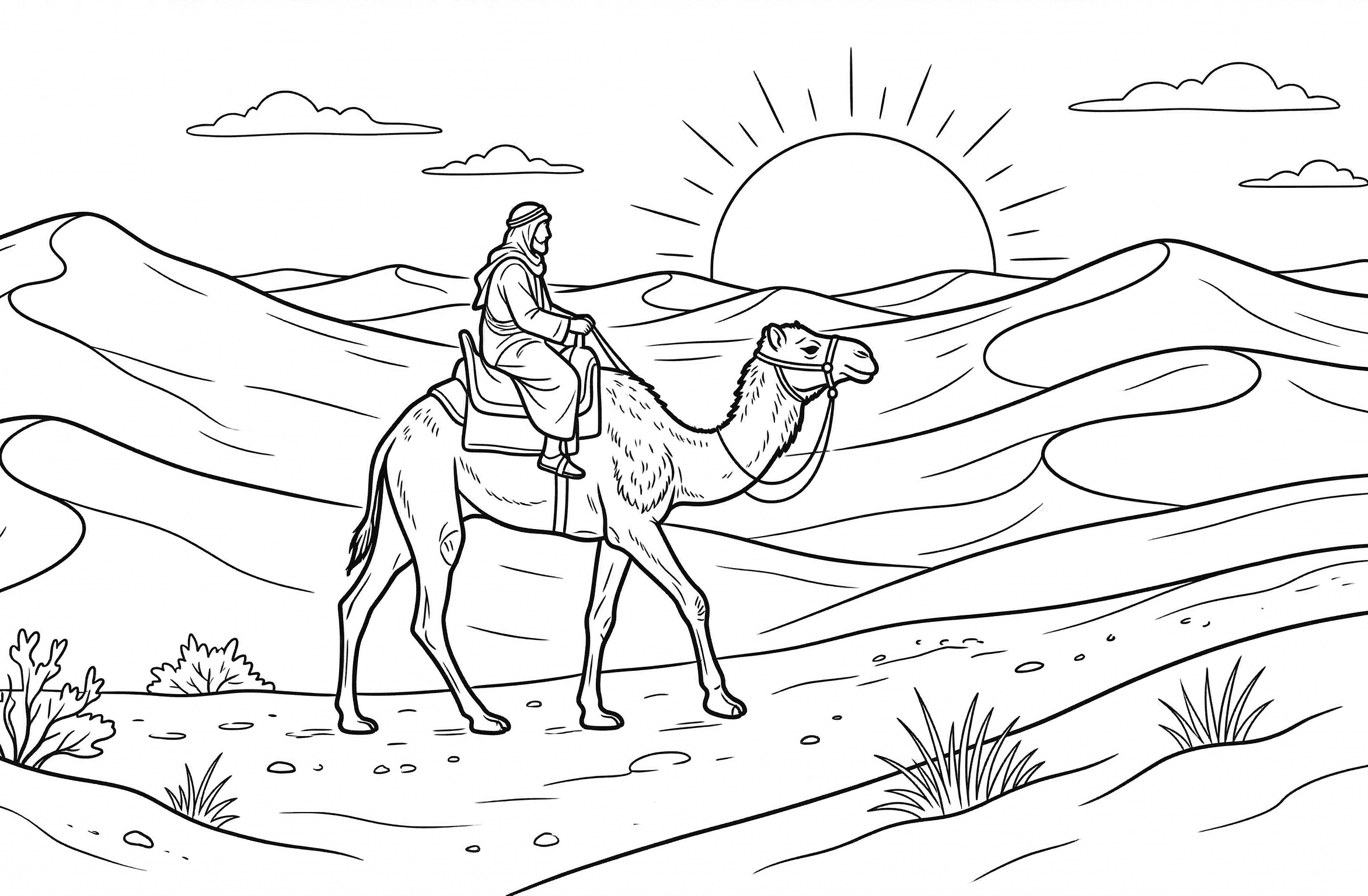 Kamel und Araber Ausmalbild