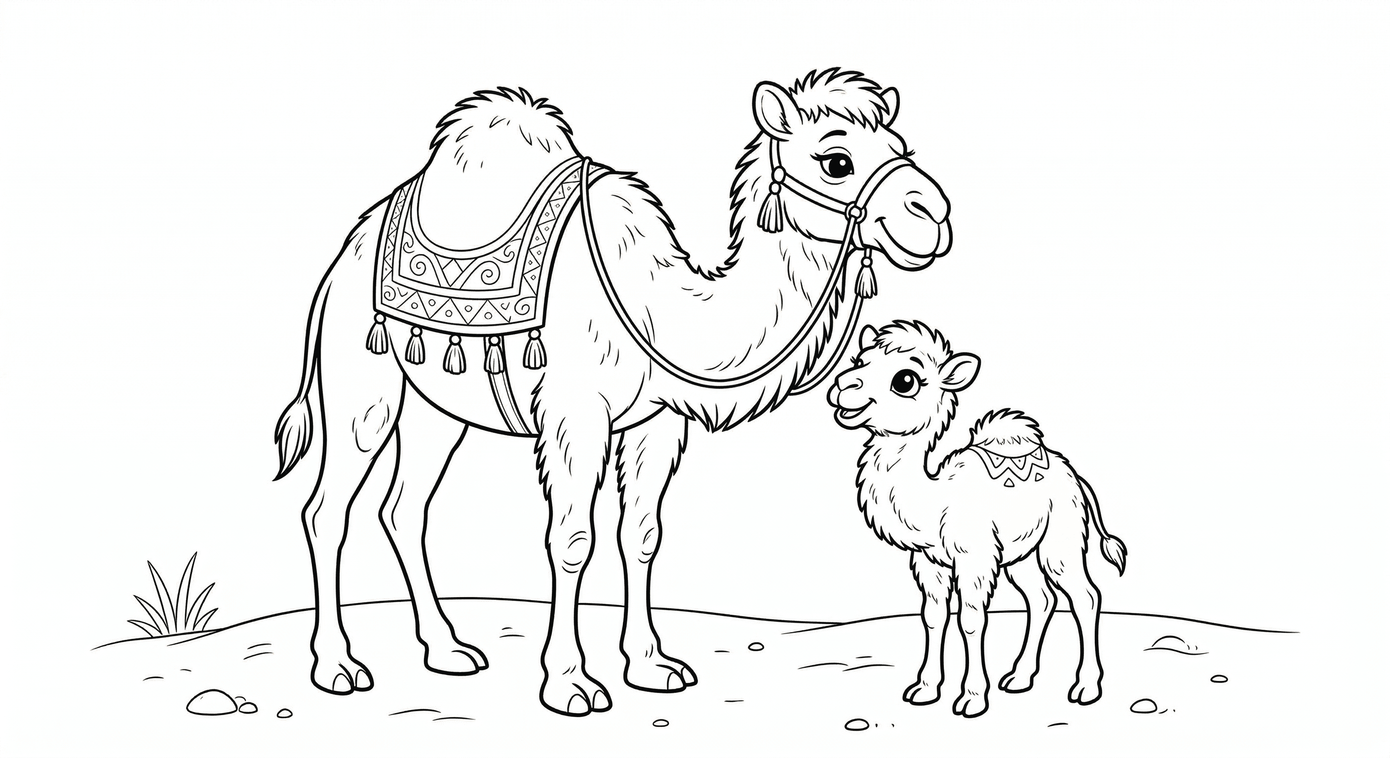 Kamel und Baby Ausmalbild
