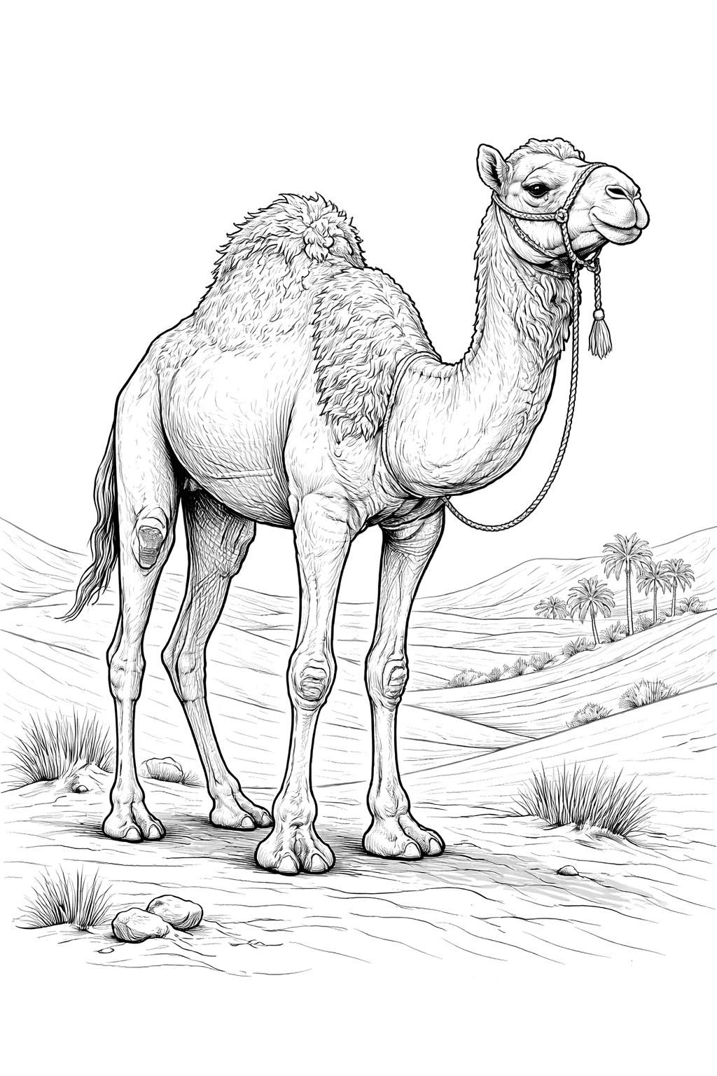 Realistisches Kamel Ausmalbild