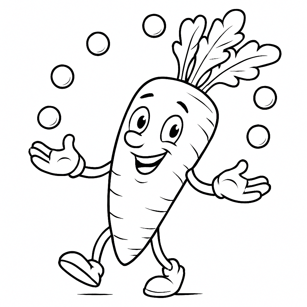 Jonglierende Karotte Ausmalbild