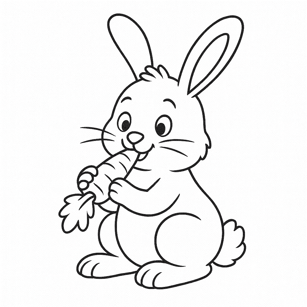 Kaninchen isst Karotte Ausmalbild