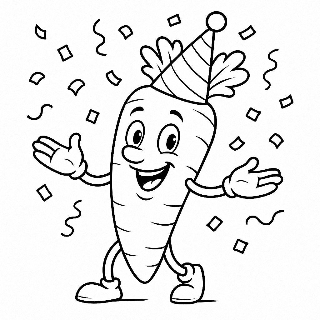 Karotte auf Party Ausmalbild