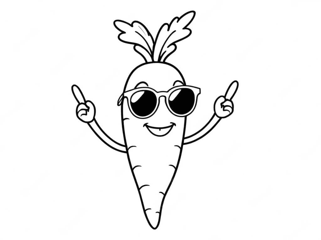 Karotte mit Brille Ausmalbild