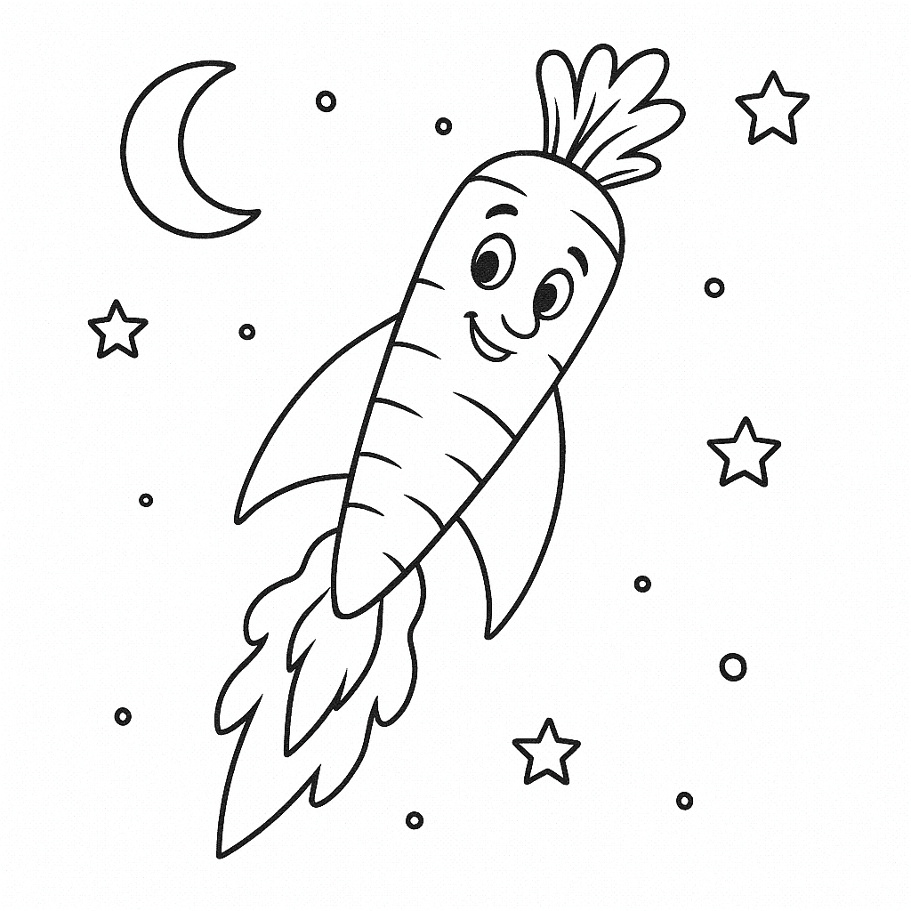Raketen-Karotte Ausmalbild