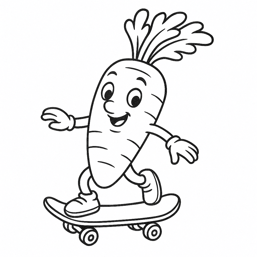 Skateboard-Karotte Ausmalbild