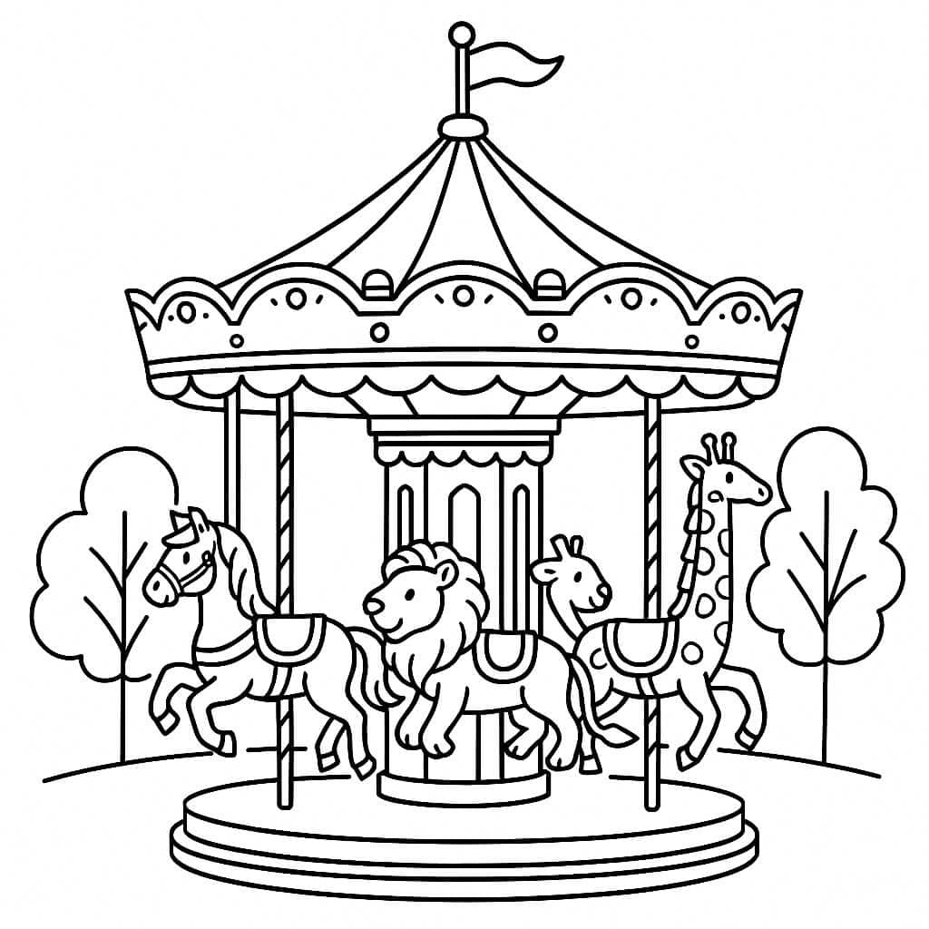 Altes Karussell Ausmalbild