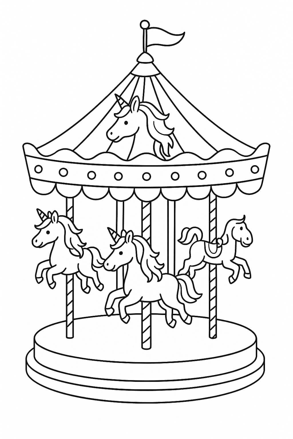 Karussell mit Kindern Ausmalbild