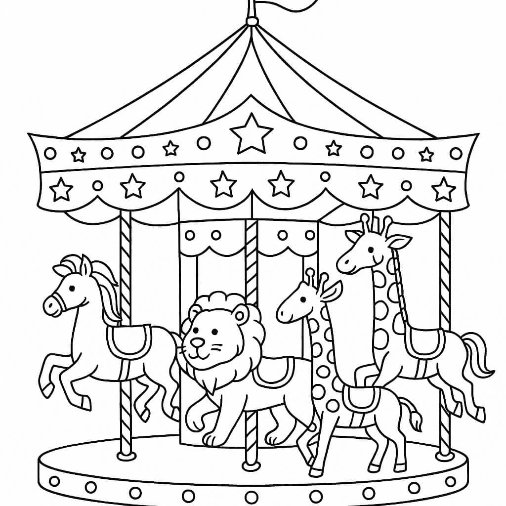 Karussell mit Lichtern Ausmalbild