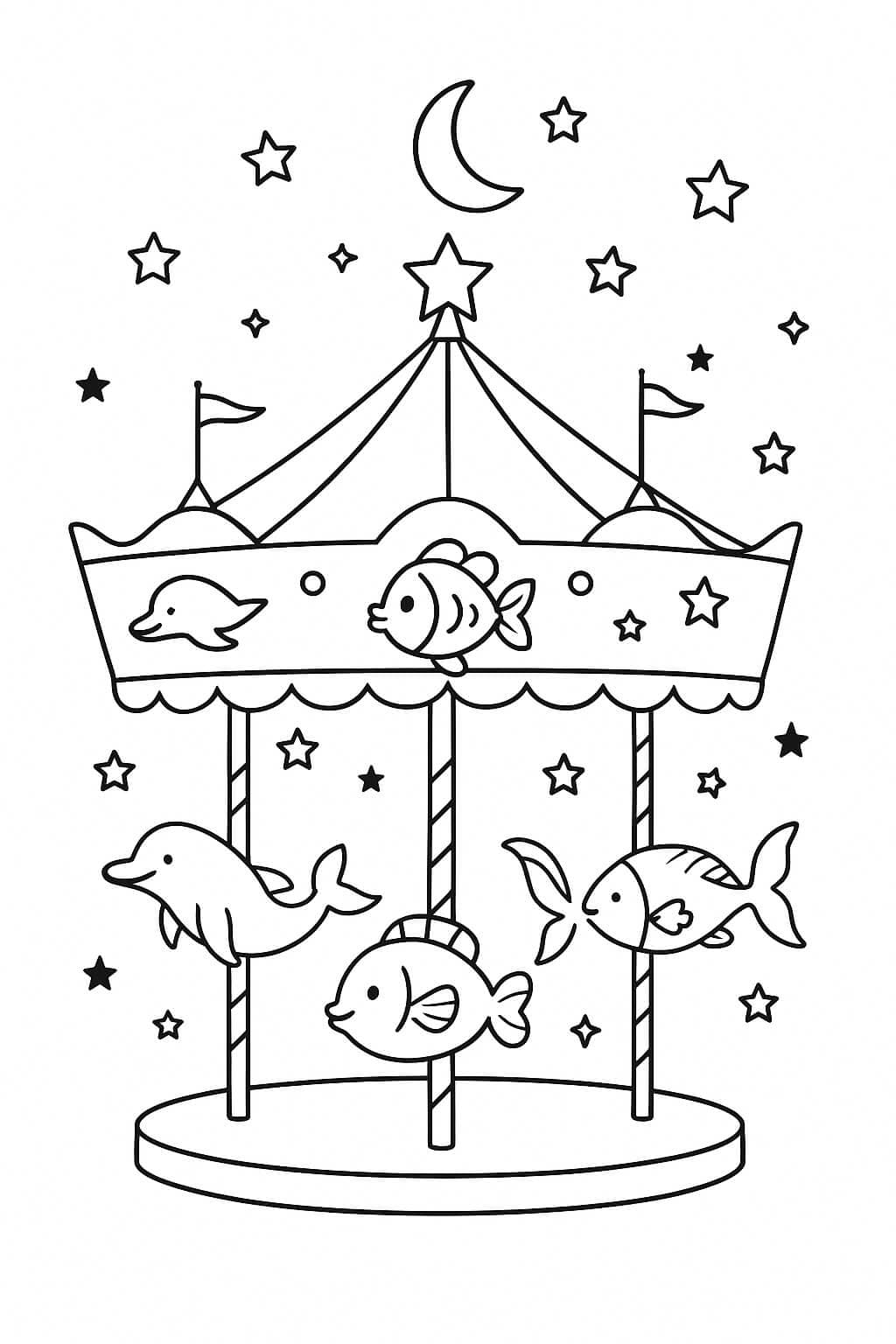 Meerestiere-Karussell Ausmalbild